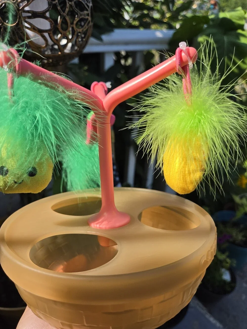 Colorful Feathered Cat Toy Trio - Lime Green & Yellow By Catstages